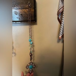 Western Turquoise Cross Necklace